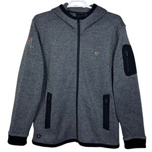 Stormtech Mens XL Gray Full Zip Juneau Knit Hoodie Jacket FH-2 Custom Logo